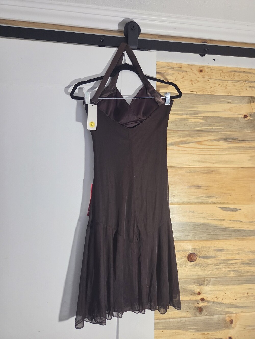 NWT Vintage Y2K Alyn Paige Brown Halter Top Rouched Dress Homecoming Formal